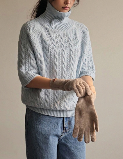 ミコウール半袖ニットポーラー