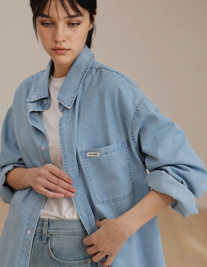 🌈[RR]イーチー ラベリング デニムシャツ