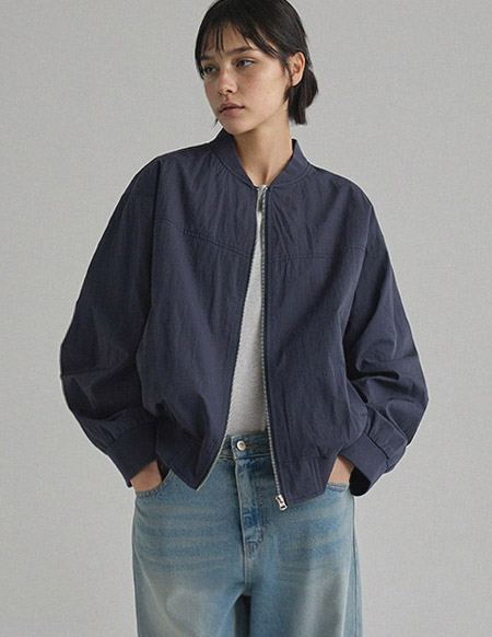 🌈[RR]リオ ソフト シボリ ブルゾン_ネイビー チャコール