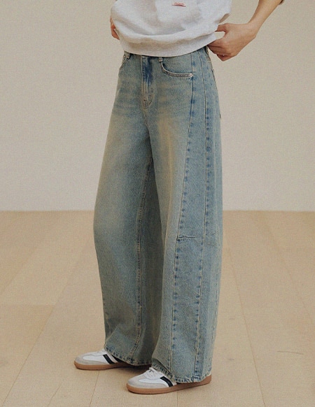 [RR]576 ダーツスリットパンツ_ティンブルー