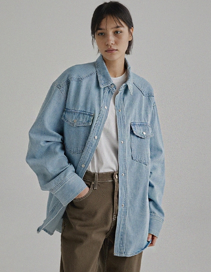 [RR]ポア ライト デニム シャツ ジャケット