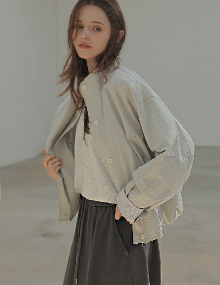 [RR]グロディン チェック配色 バンディングジャケット_アッシュグレー