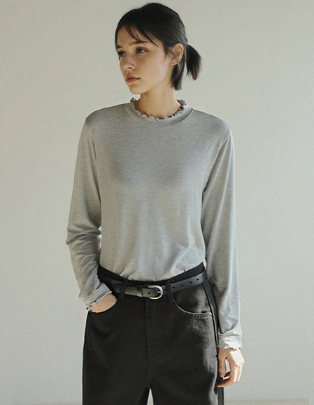 【RR】ポイング スカラップデザイン レーヨンカットソー