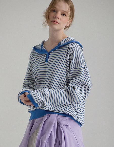 【RR】ベティ ストライプ ソフトフーデッドトップ