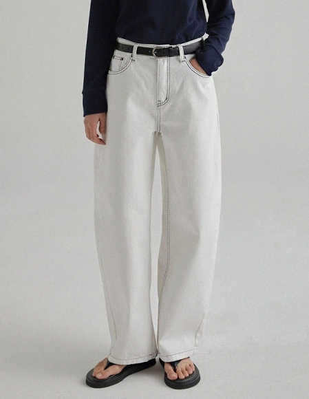 🌈[RR]660 ステッチ レッグ ジーンズ_white