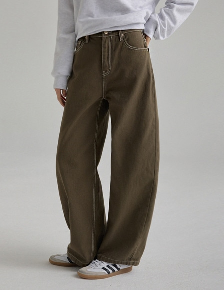 🌈[RR]660 ステッチ レッグ ジーンズ_モス モッカ