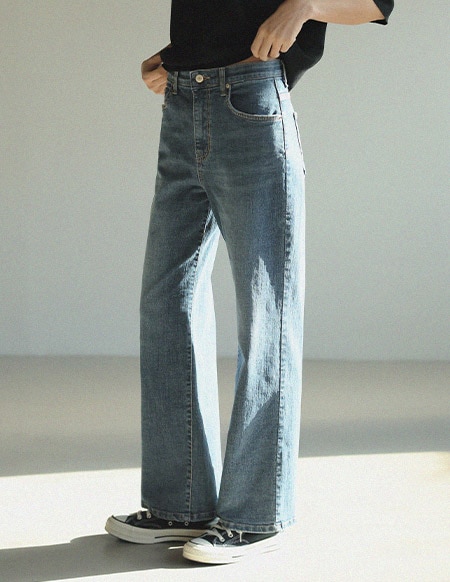 [RR]659 4ウェイ・スラブパンツ_ミッドブルー