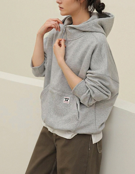 [RR]メイク ハーフジップアップ フード付き マンツーマン