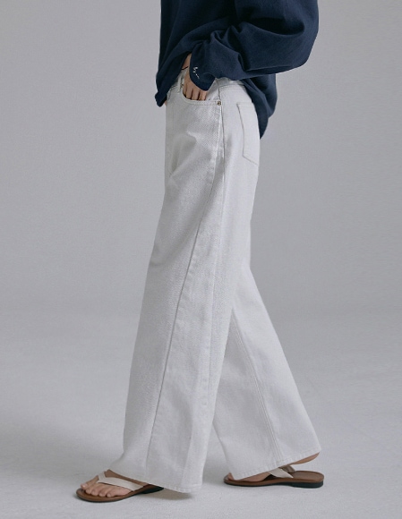 [RR]102-W 斜めカットパンツ_white