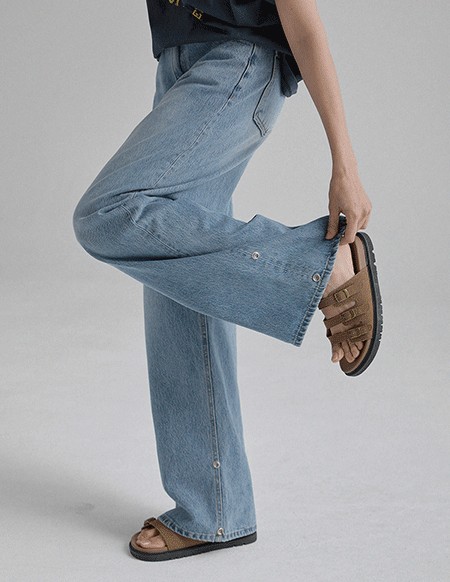 [RR]105-W スナップボタンデニムパンツ