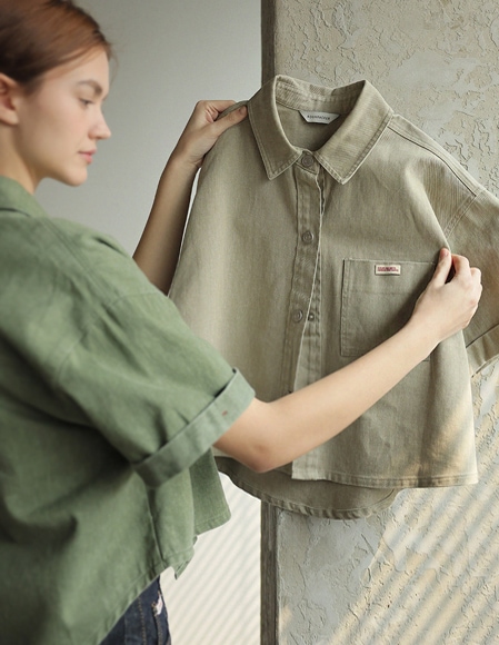 【送料無料】🌈[RR] ボカ ピグメント クロップド ハーフジャケット（ベージュ）