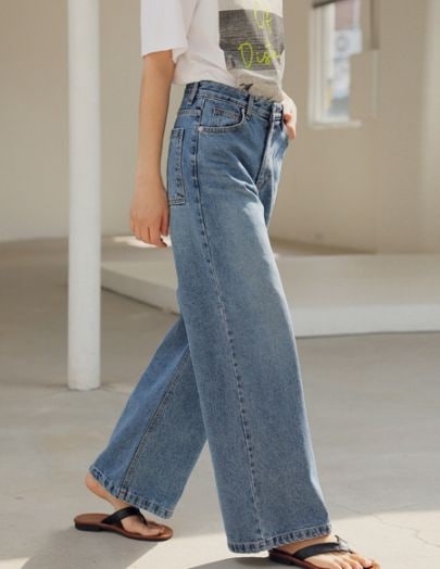 【送料無料】🌈[RR] 103-W ワイドパンツ（ミッドブルー）