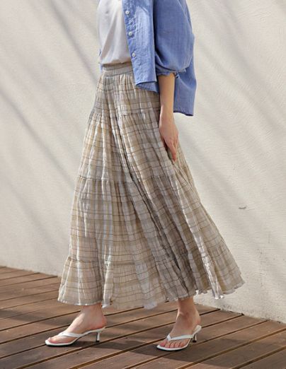 ルベニ シャーリング チェック バンディングスカート