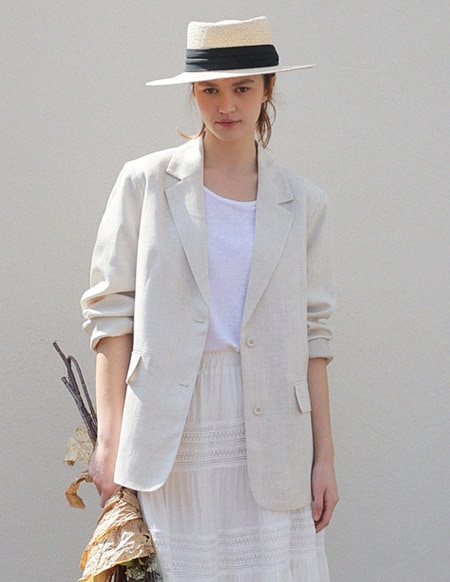 【送料無料】🌈[RR] エンリア リネン テーラードジャケット（ナチュラル）