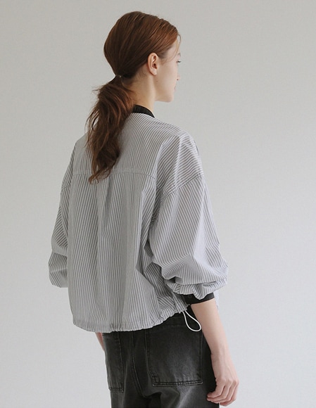 ネイデン ストライプ 配色 シャツジャケット（ブラック）