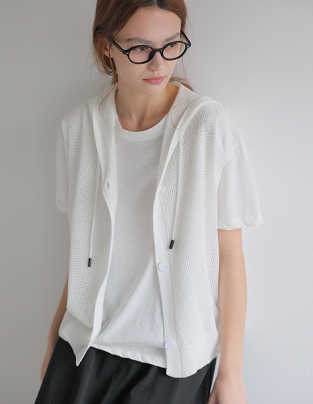 トピー メッシュ フード付きニットベスト