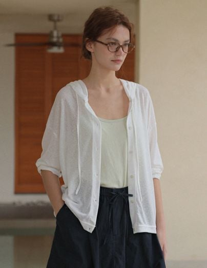 シャノン・バートン フード付きカーディガン