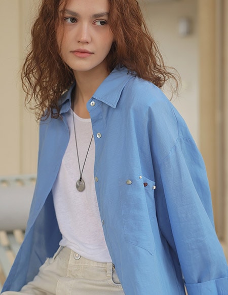 マレ リネン ストーンポイント シャツ