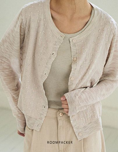 ルナ レース 配色カーディガン