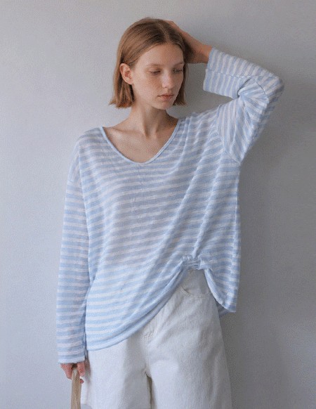 ハニ S/T スラブ VネックTシャツ