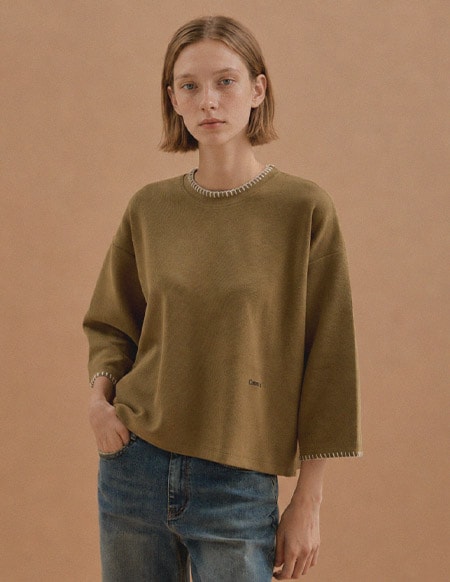 ホリン ステッチ 7分袖 Tシャツ