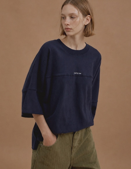 [RR] ピーチ 刺繍 切り替え Tシャツ