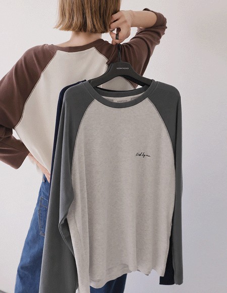 [RR] ラグラン配色刺繍Tシャツ
