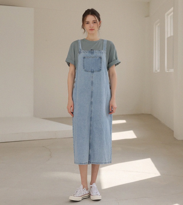 カーティデニムオーバーロールワンピース