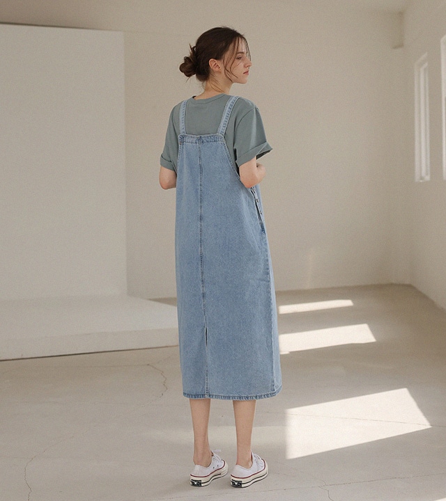 カーティデニムオーバーロールワンピース