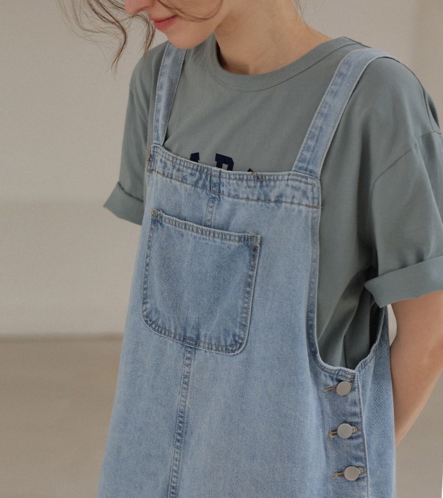 カーティデニムオーバーロールワンピース