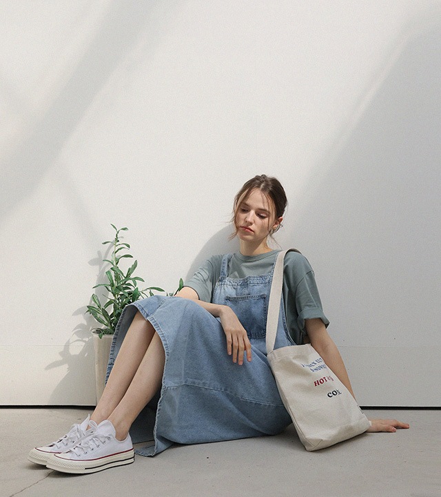 カーティデニムオーバーロールワンピース