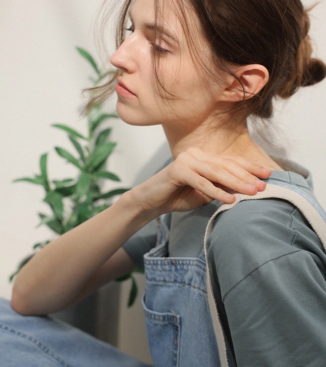 カーティデニムオーバーロールワンピース