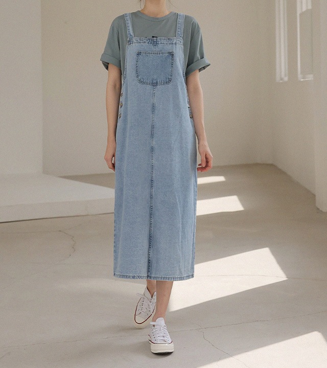 カーティデニムオーバーロールワンピース
