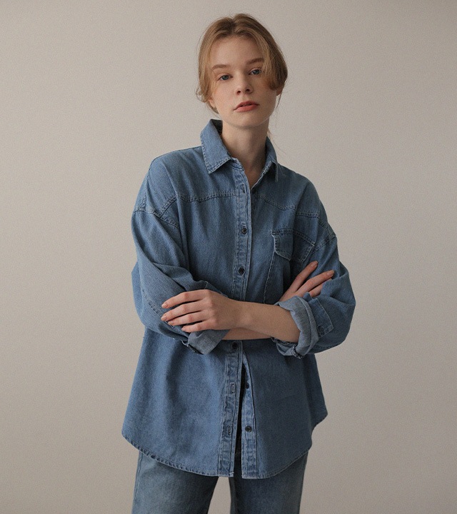 🌈[RR]エリーウォッシュデニムシャツ_ライトブルー
