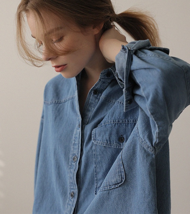 🌈[RR]エリーウォッシュデニムシャツ_ライトブルー
