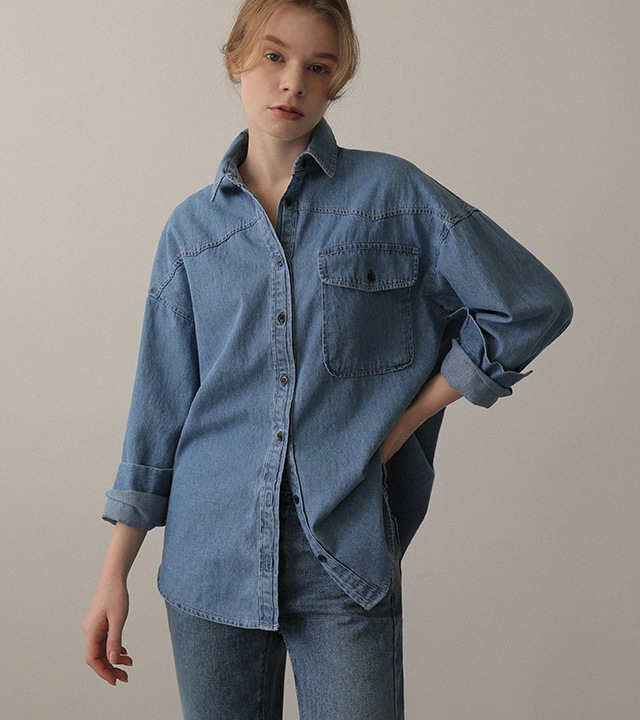 🌈[RR]エリーウォッシュデニムシャツ_ライトブルー