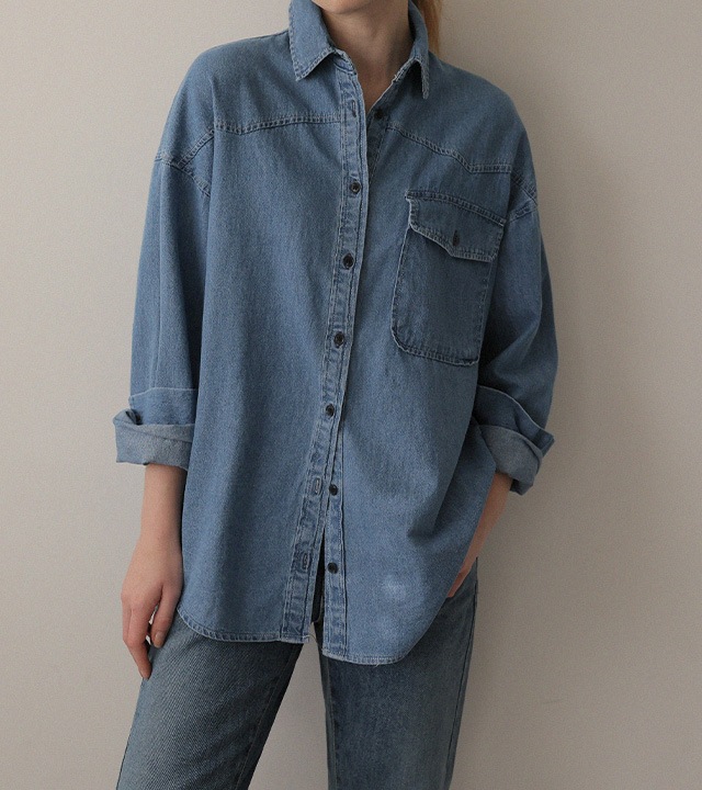 🌈[RR]エリーウォッシュデニムシャツ_ライトブルー