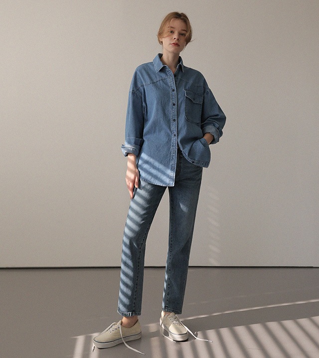 🌈[RR]エリーウォッシュデニムシャツ_ライトブルー