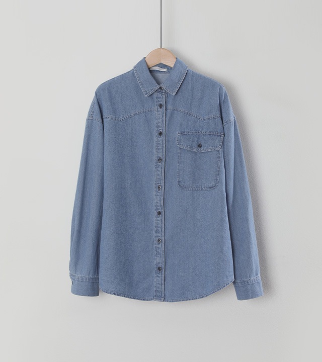 🌈[RR]エリーウォッシュデニムシャツ_ライトブルー