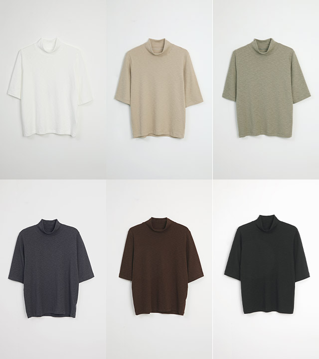 [RR]モダルスパンモックネック5部トップス