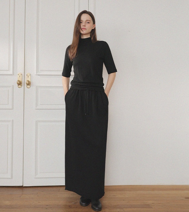 [RR]モダルスパンモックネック5部トップス