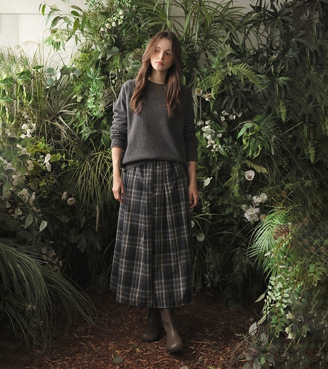 ロッツプリーツチェック起毛スカート