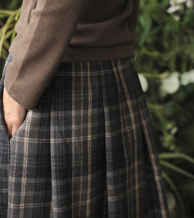 ロッツプリーツチェック起毛スカート