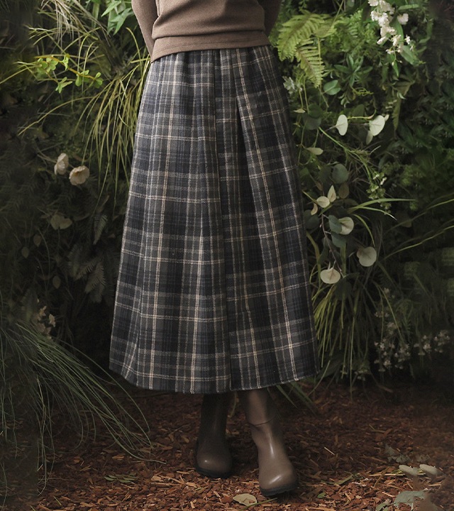 ロッツプリーツチェック起毛スカート