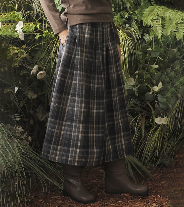 ロッツプリーツチェック起毛スカート
