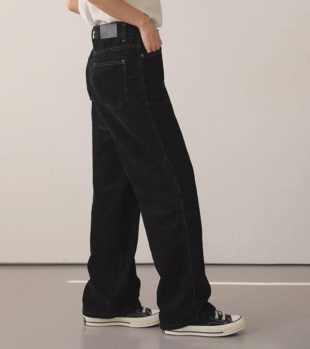 [RR]564ブラックコーデュロイ裏起毛パンツ