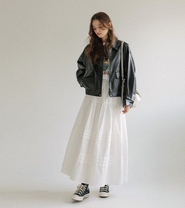 🌈[RR]ホアンピンタックロングスカート