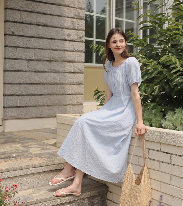 リネン S/T シャーリングワンピース