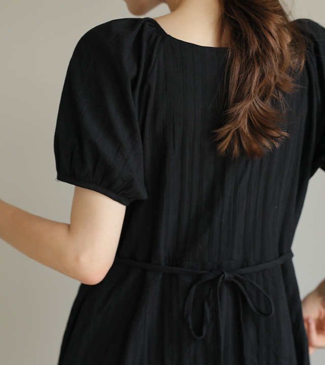 リネン S/T シャーリングワンピース