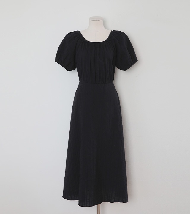 リネン S/T シャーリングワンピース